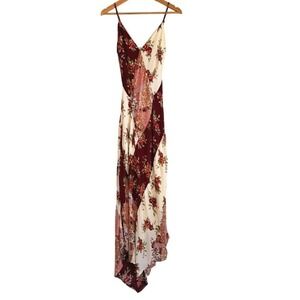 Floral Patchwork Maxi Dress Medium Slip Bias Boho Festival Y2K Whimsical